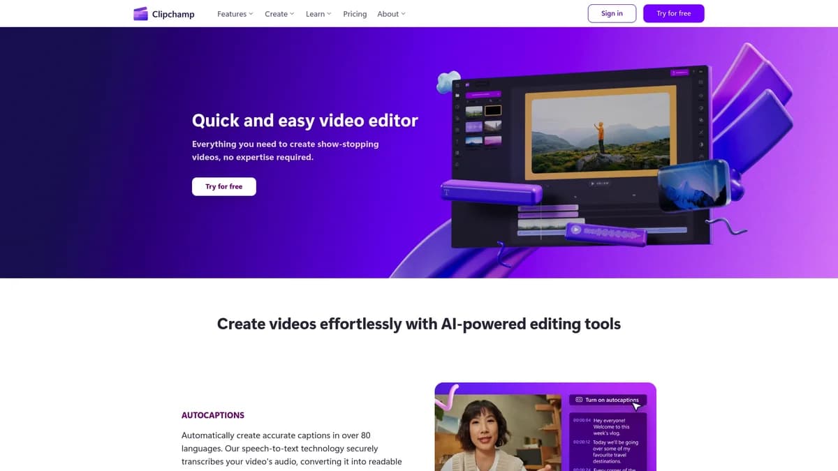 Clipchamp screenshot